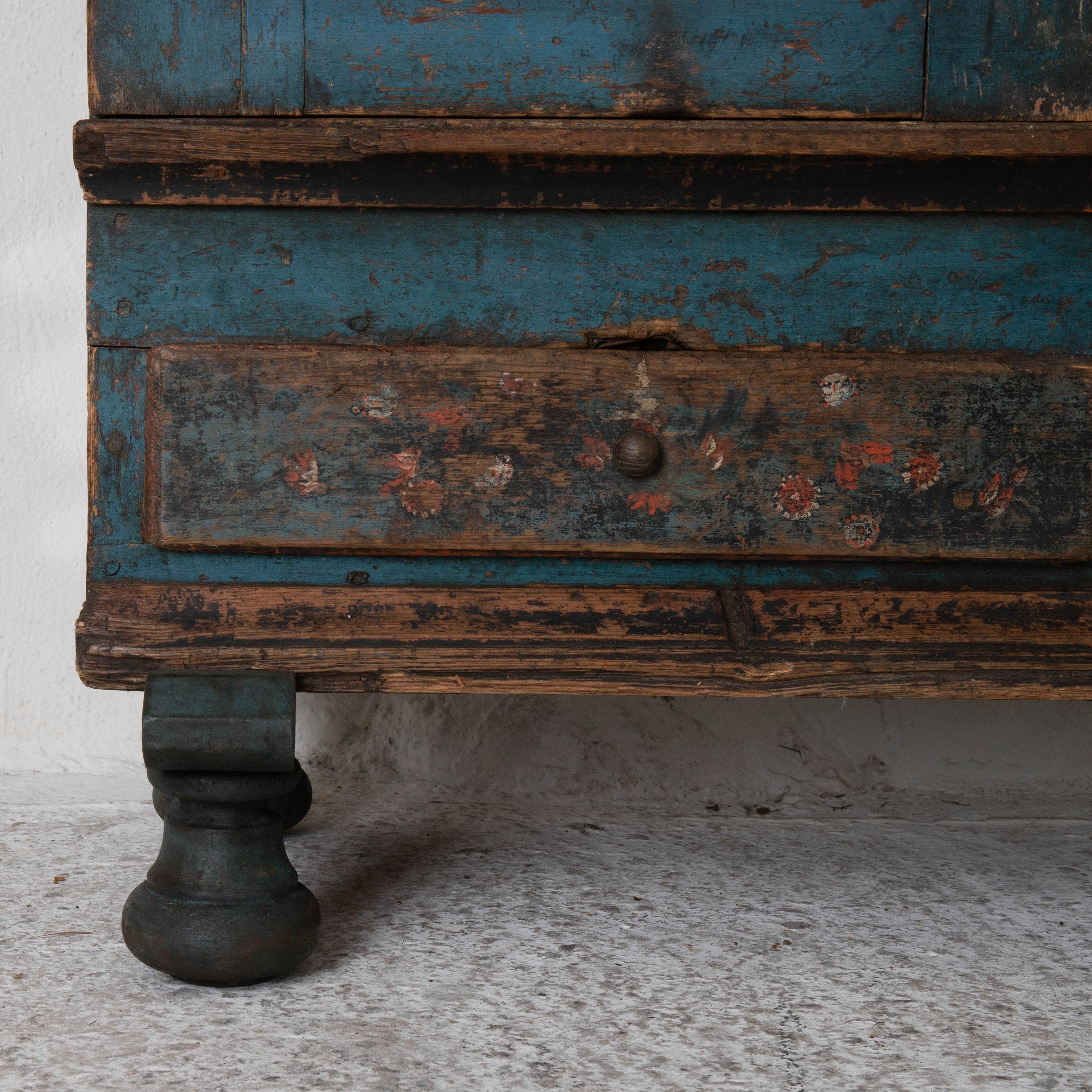 Gustavian Cabinet Made 1795 Folk Art Swedish Blue Original Paint Sweden