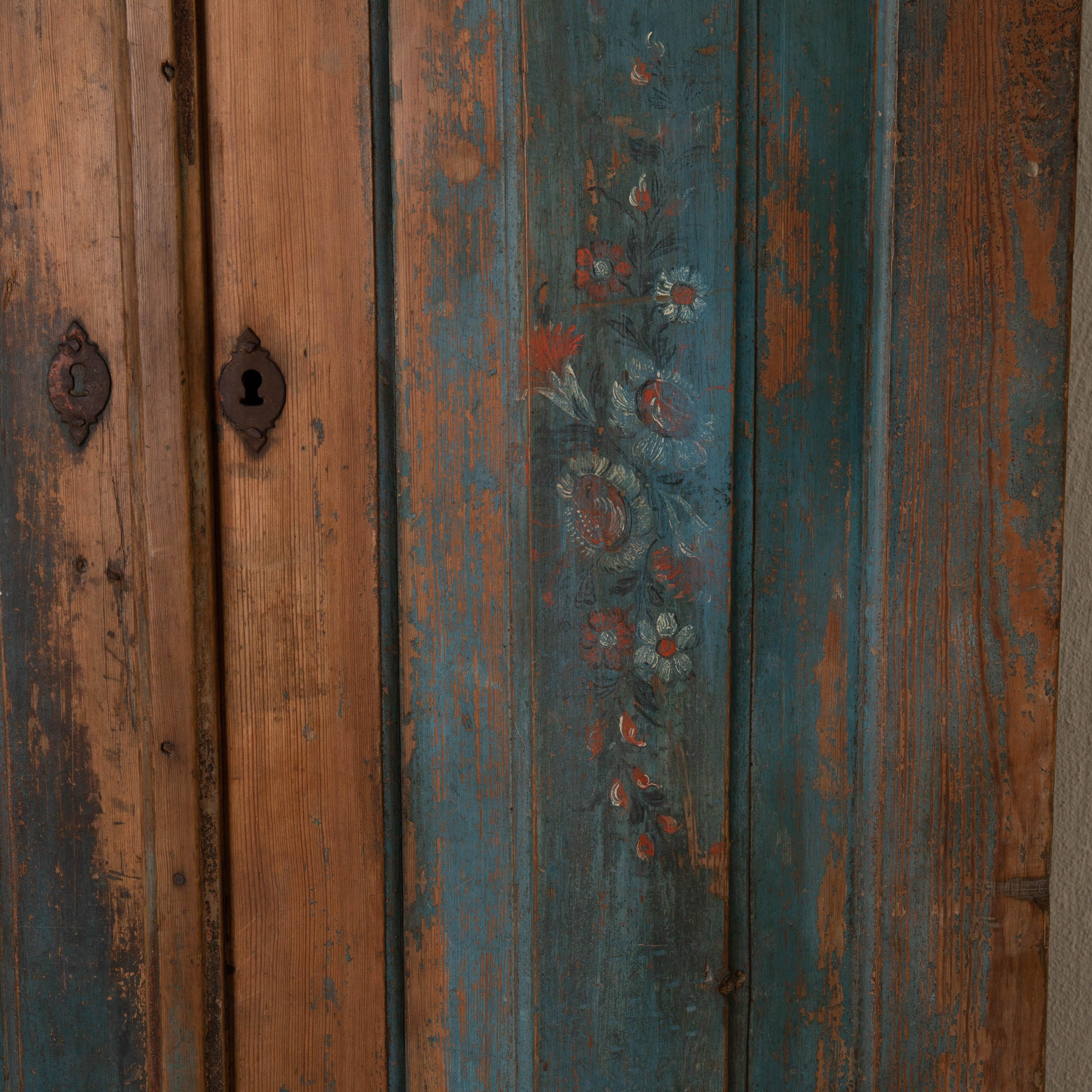 18th Century Cabinet Made 1795 Folk Art Swedish Blue Original Paint Sweden