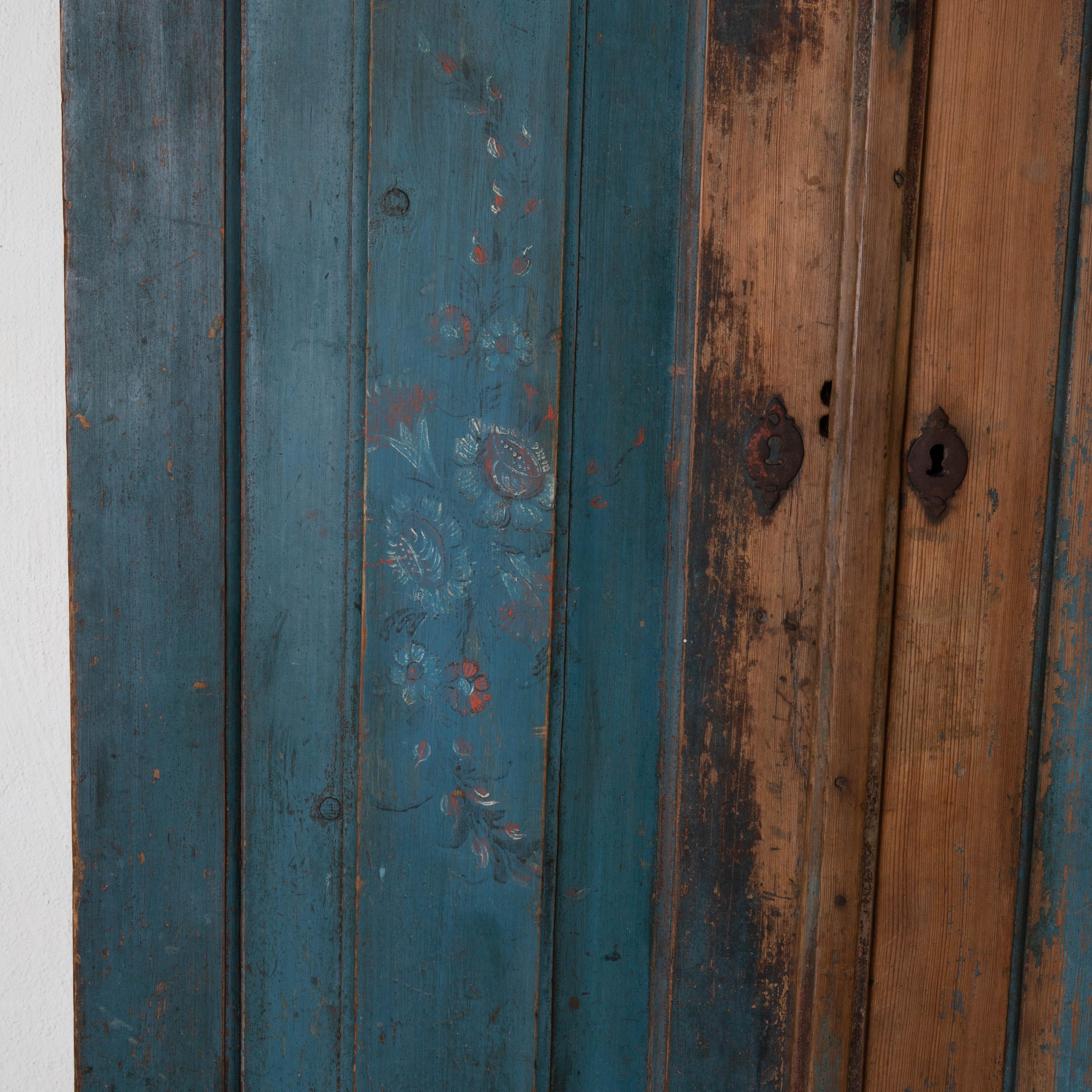Wood Cabinet Made 1795 Folk Art Swedish Blue Original Paint Sweden