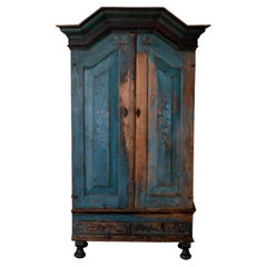 Schrank, Volkskunst, 1795, schwedisches Blau, Originalfarbe, Schweden