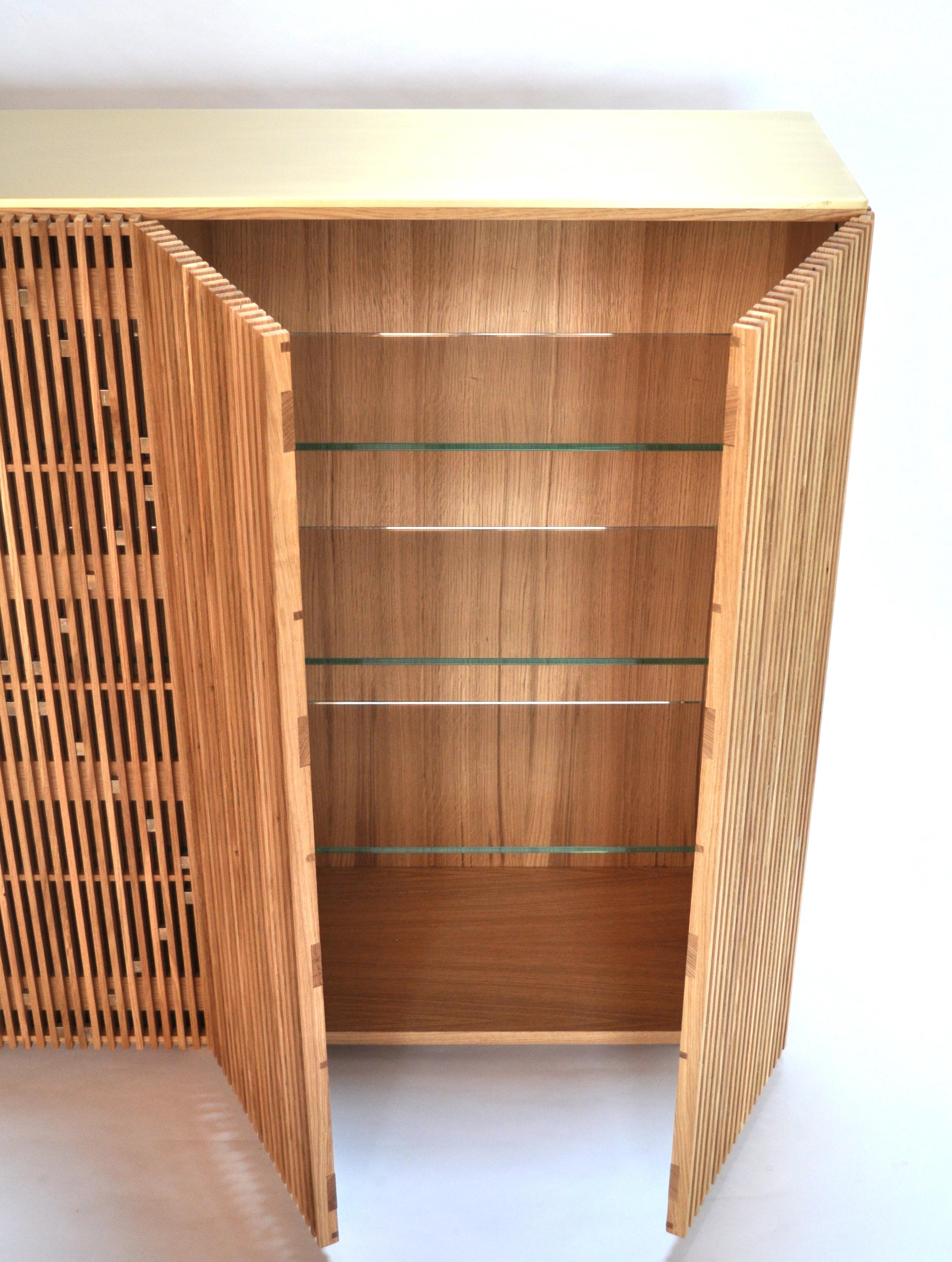 Brushed Cabinet Milione by Debonademeo for Medulum, Oakwood and Brass, Covered in Brass For Sale