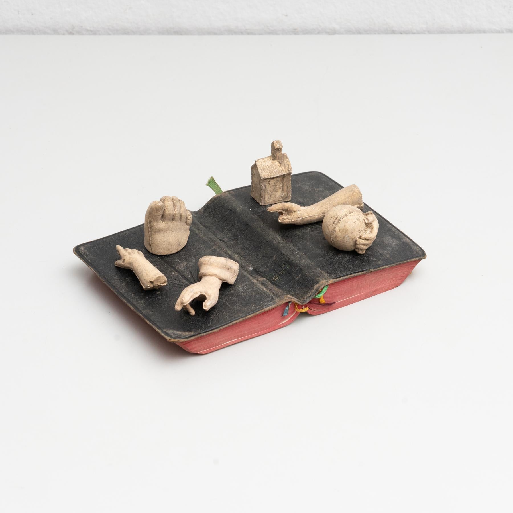 Cabinet of Curiosities Antique Book Sculptural Artwork, circa 1950 For Sale 4