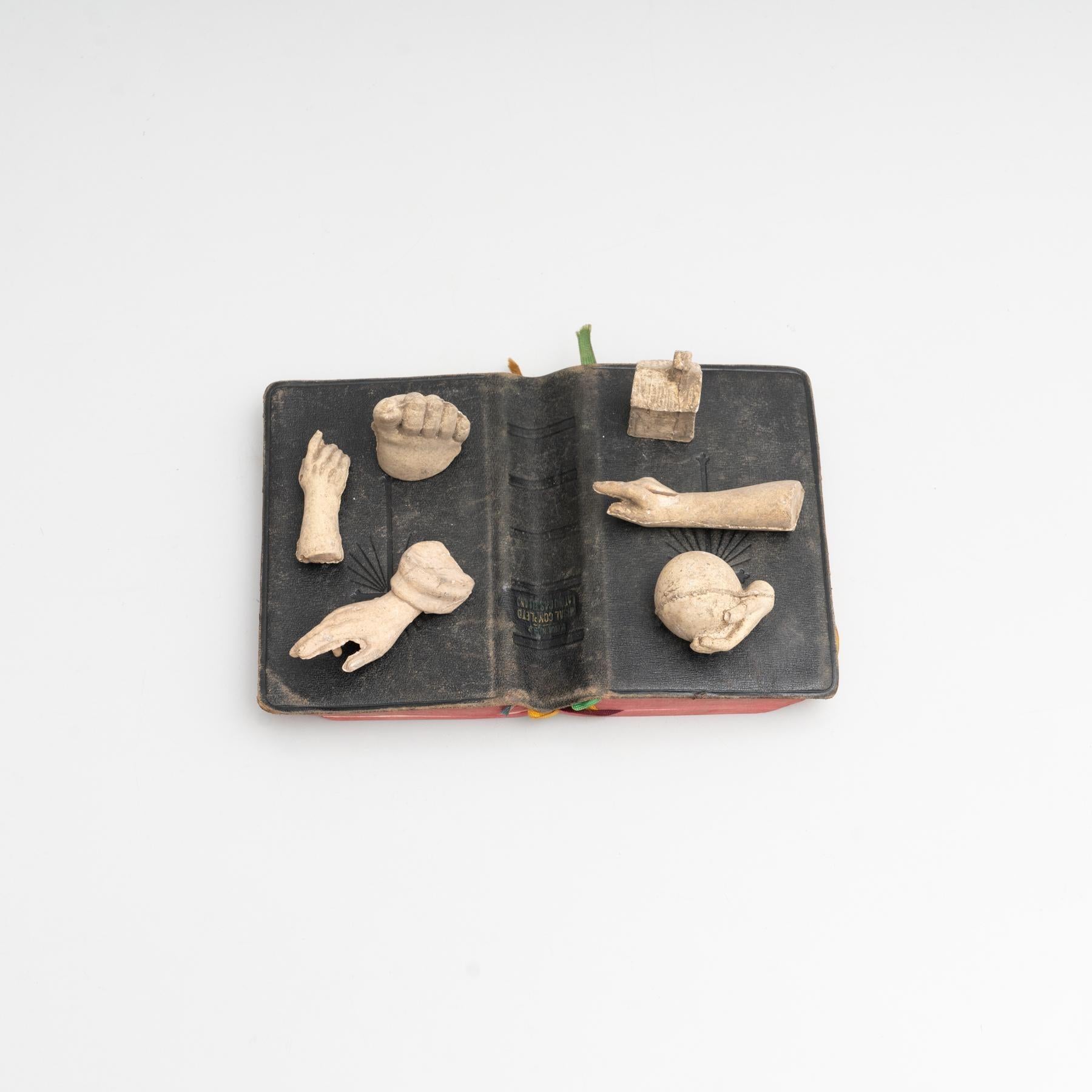 Modern Cabinet of Curiosities Antique Book Sculptural Artwork, circa 1950 For Sale