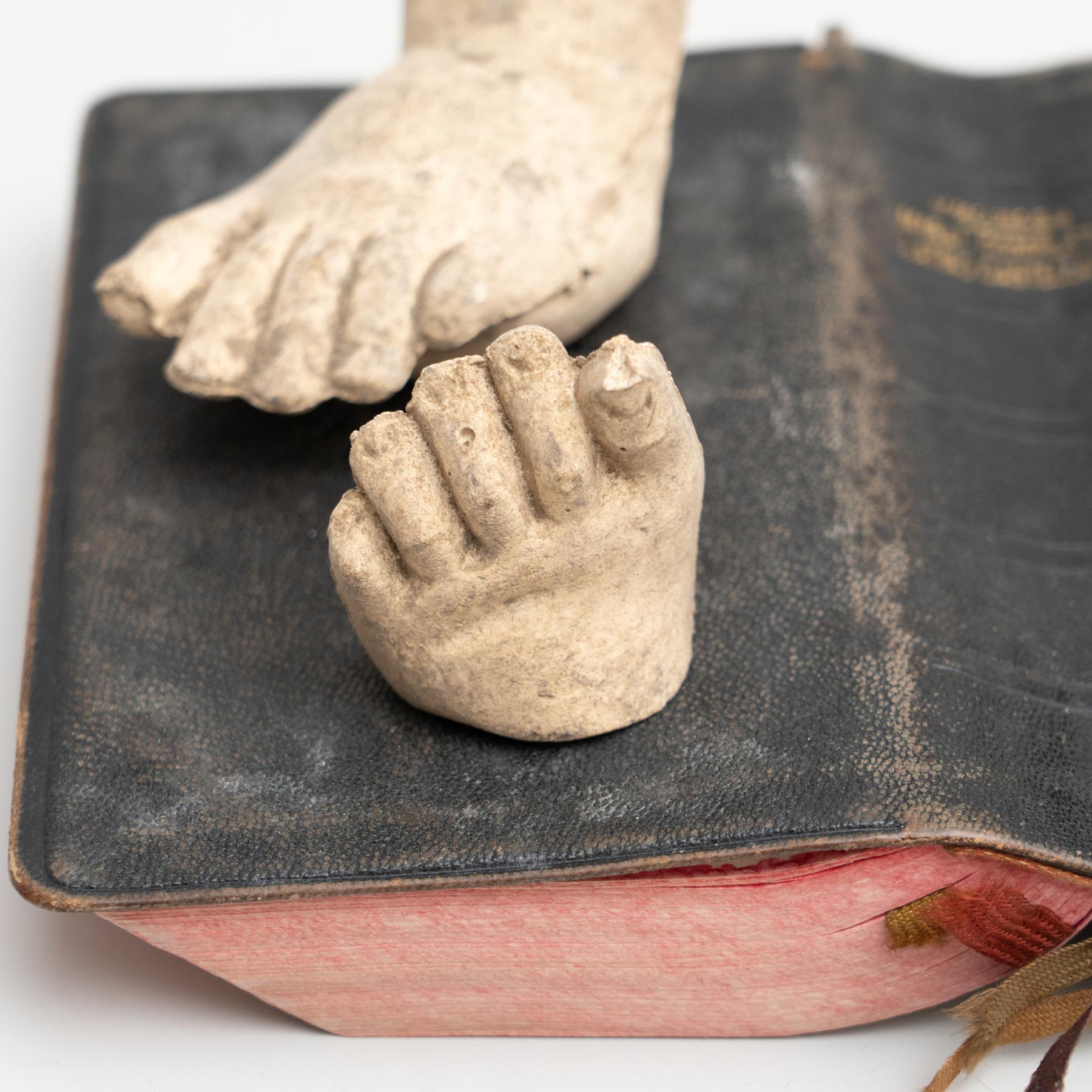 Spanish Cabinet of Curiosities Antique Book Sculptural Artwork, circa 1950 For Sale