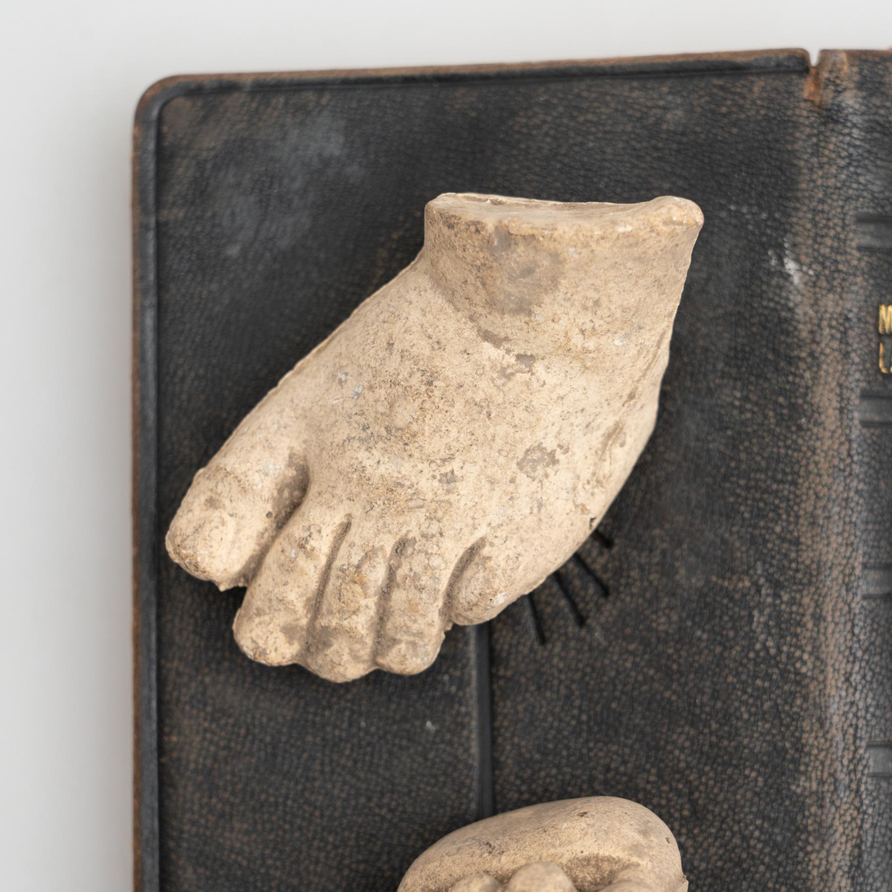 Plaster Cabinet of Curiosities Antique Book Sculptural Artwork, circa 1950 For Sale