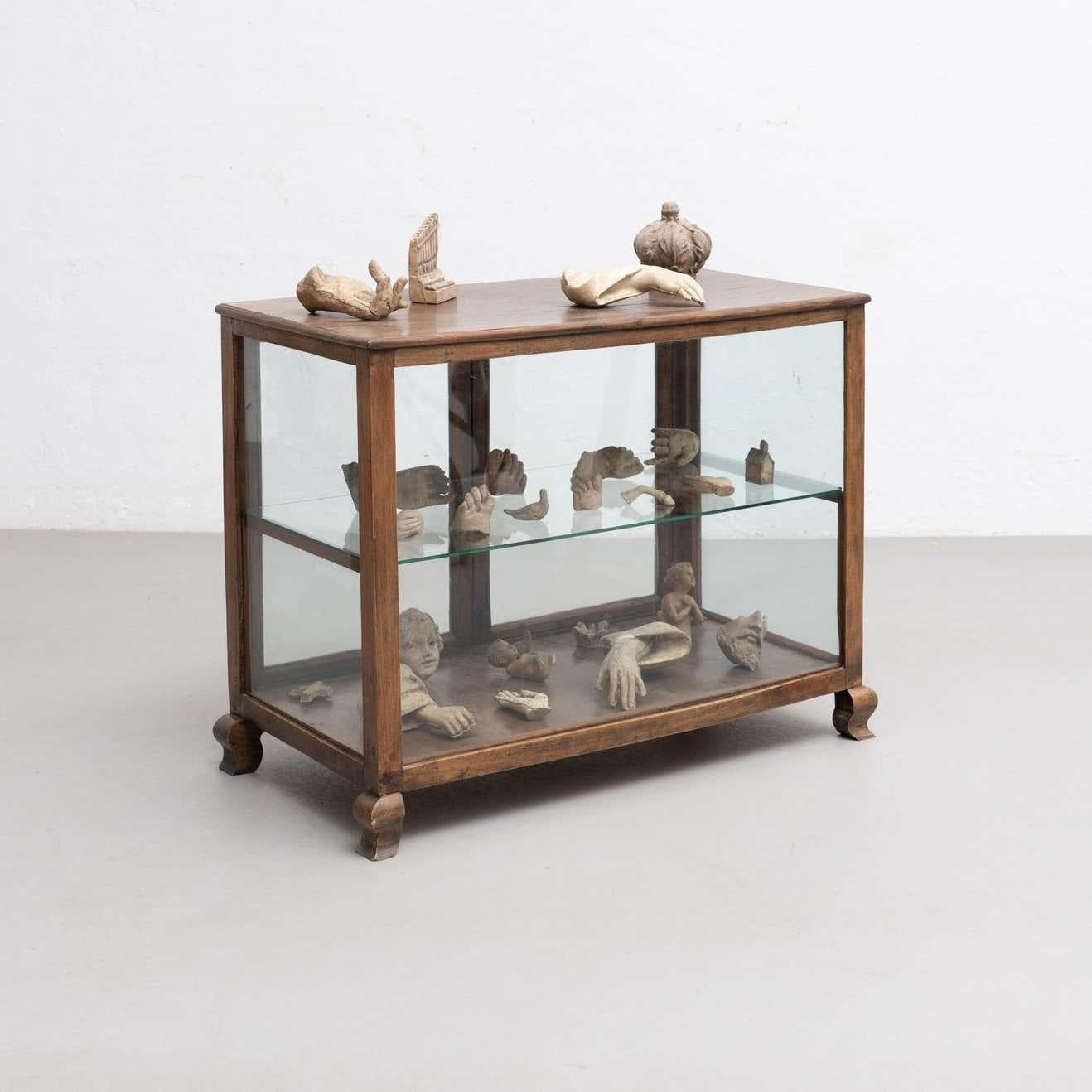 Spanish Cabinet of Curiosities Display Sculptural Artwork, circa 1950 For Sale