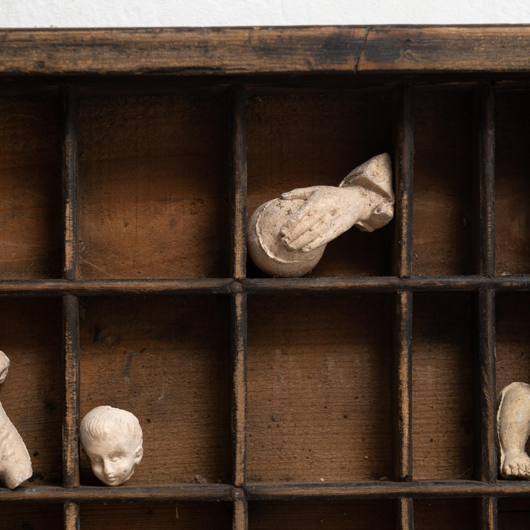 Plaster Cabinet of Curiosities Sculptural Artwork, circa 1950 For Sale