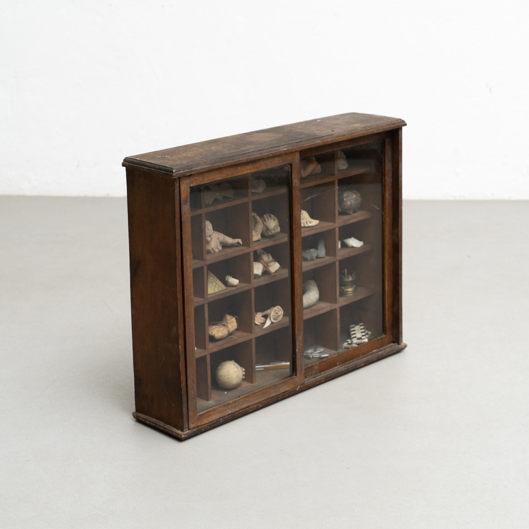 Cabinet of Curiosities Sculptural Artwork on a Wooden Cabinet, circa 1950 In Good Condition In Barcelona, Barcelona
