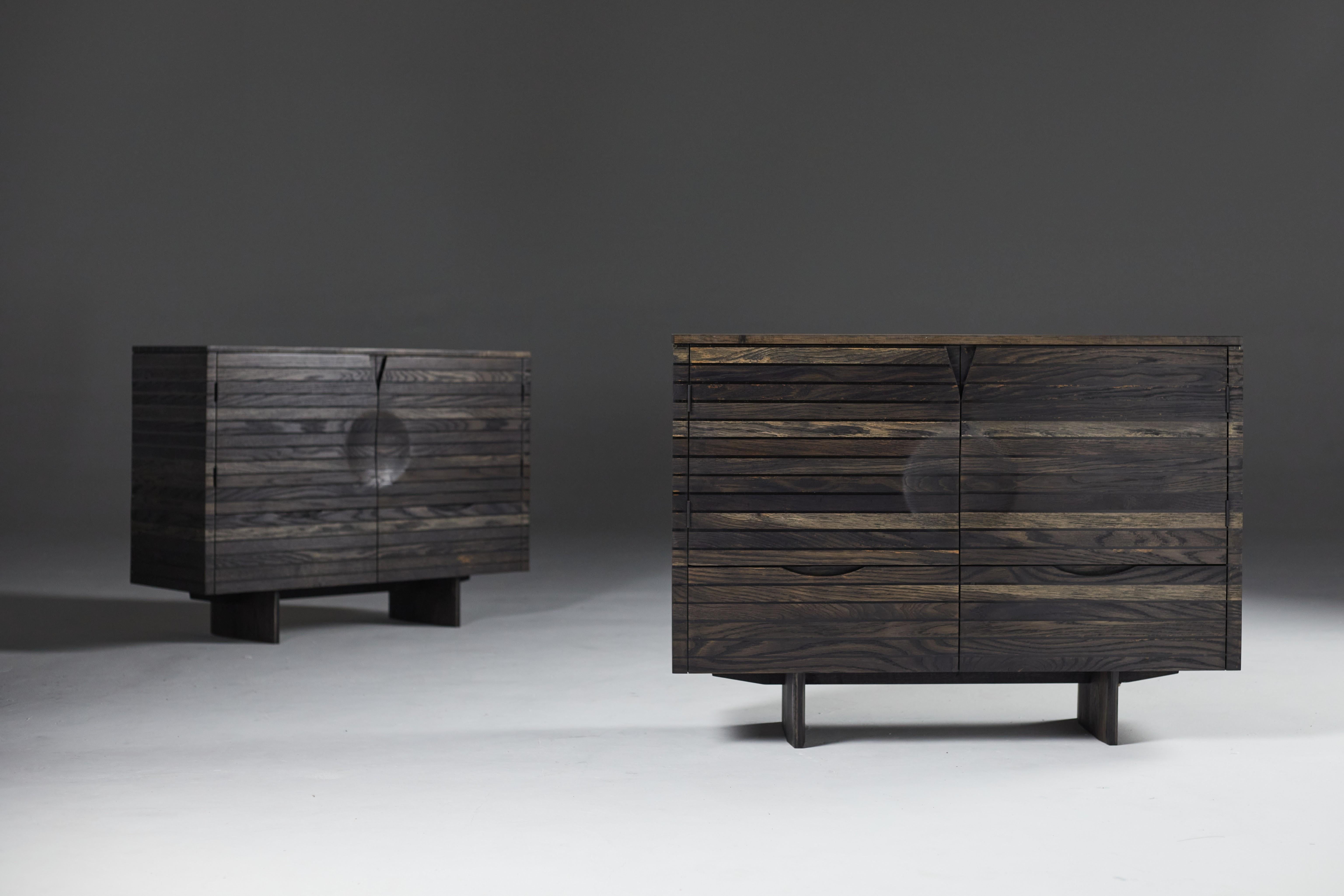 Modern Cabinet of Ebonised English Oak & Resin by Jonathan Field, Unique. For Sale