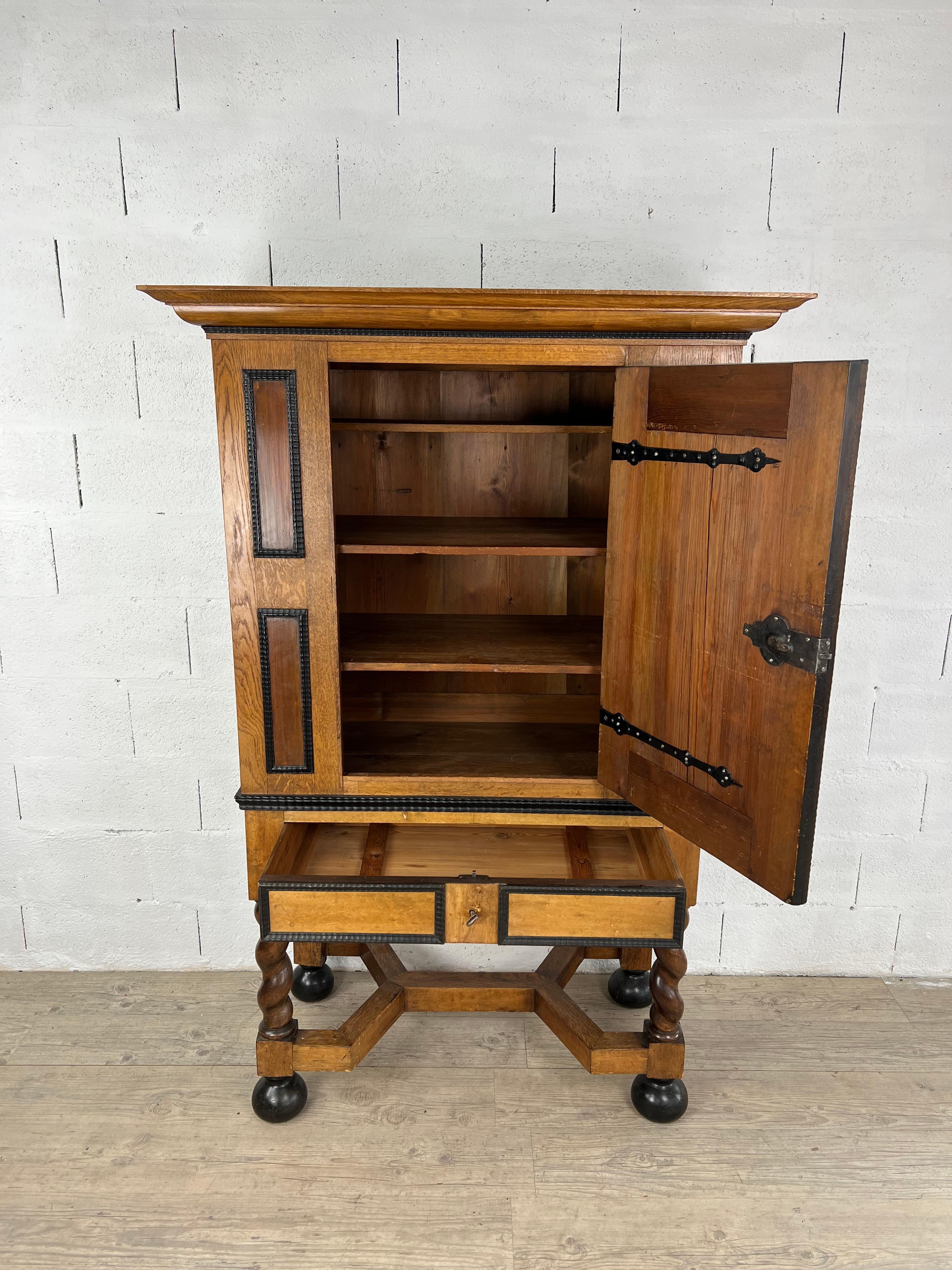 Mid-20th Century Cabinet On Base With Twisted Columns For Sale