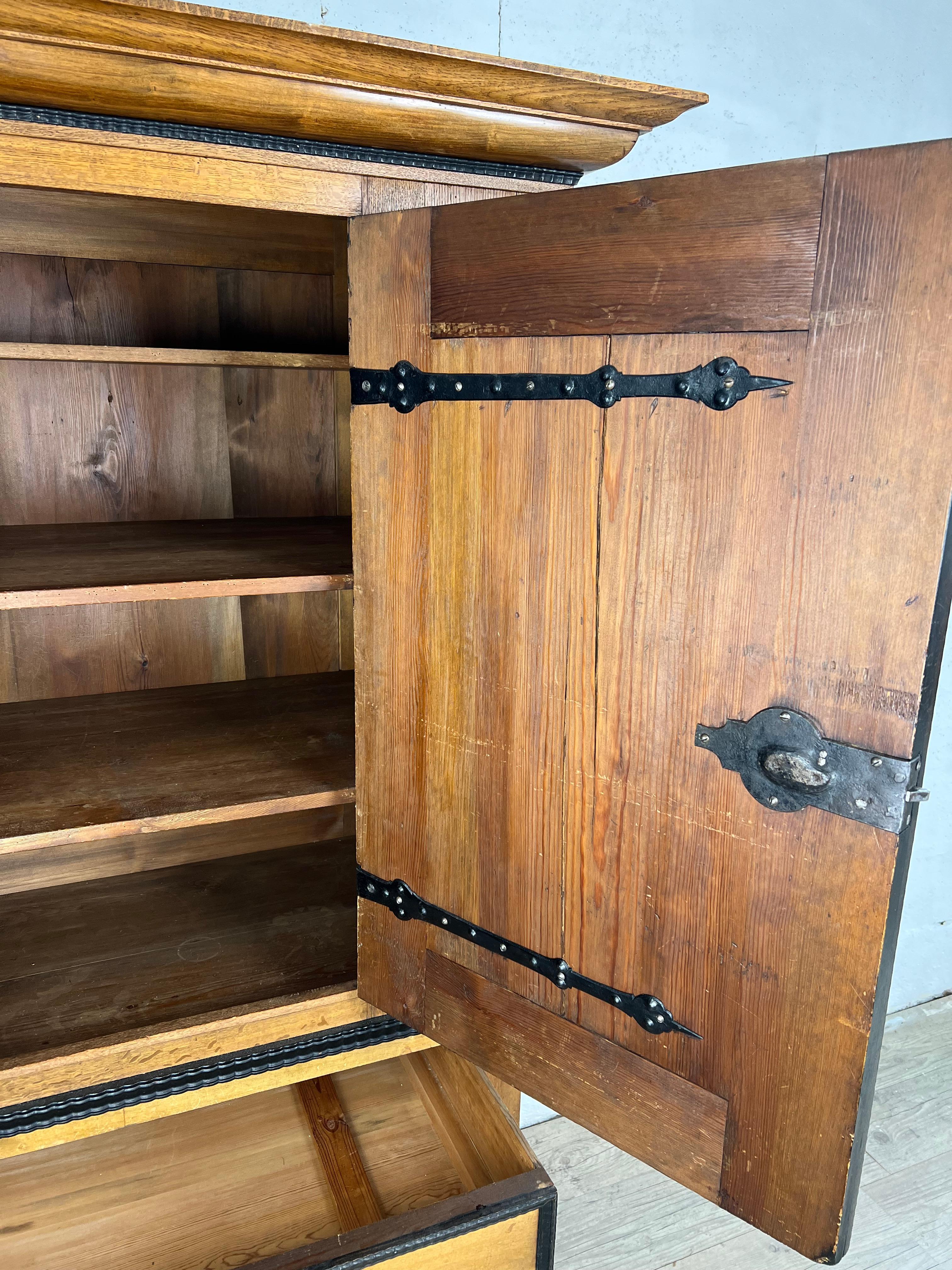 Wood Cabinet On Base With Twisted Columns For Sale