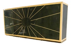 Mid-Century Style, Cabinet, Gold, Black, Lacquered Wood, Metal, USA, 1950s