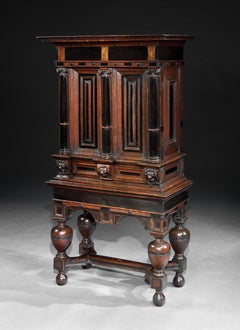 Cabinet on Stand Dutch Renaissance Oak Ebonised Secret Locking Mechanism Key