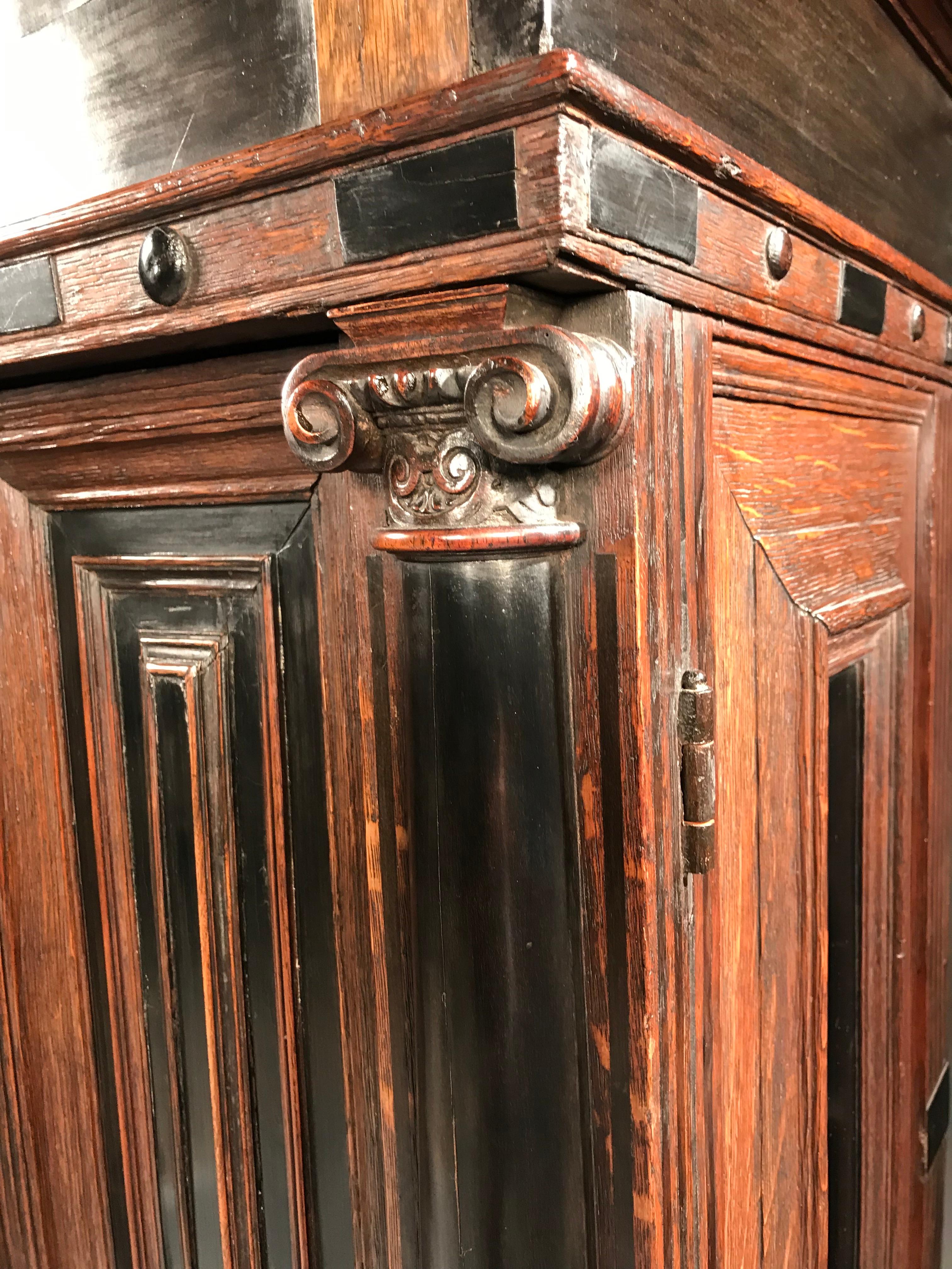 18th Century and Earlier Cabinet on Stand Dutch Renaissance Oak Ebonised Secret Locking Mechanism Key