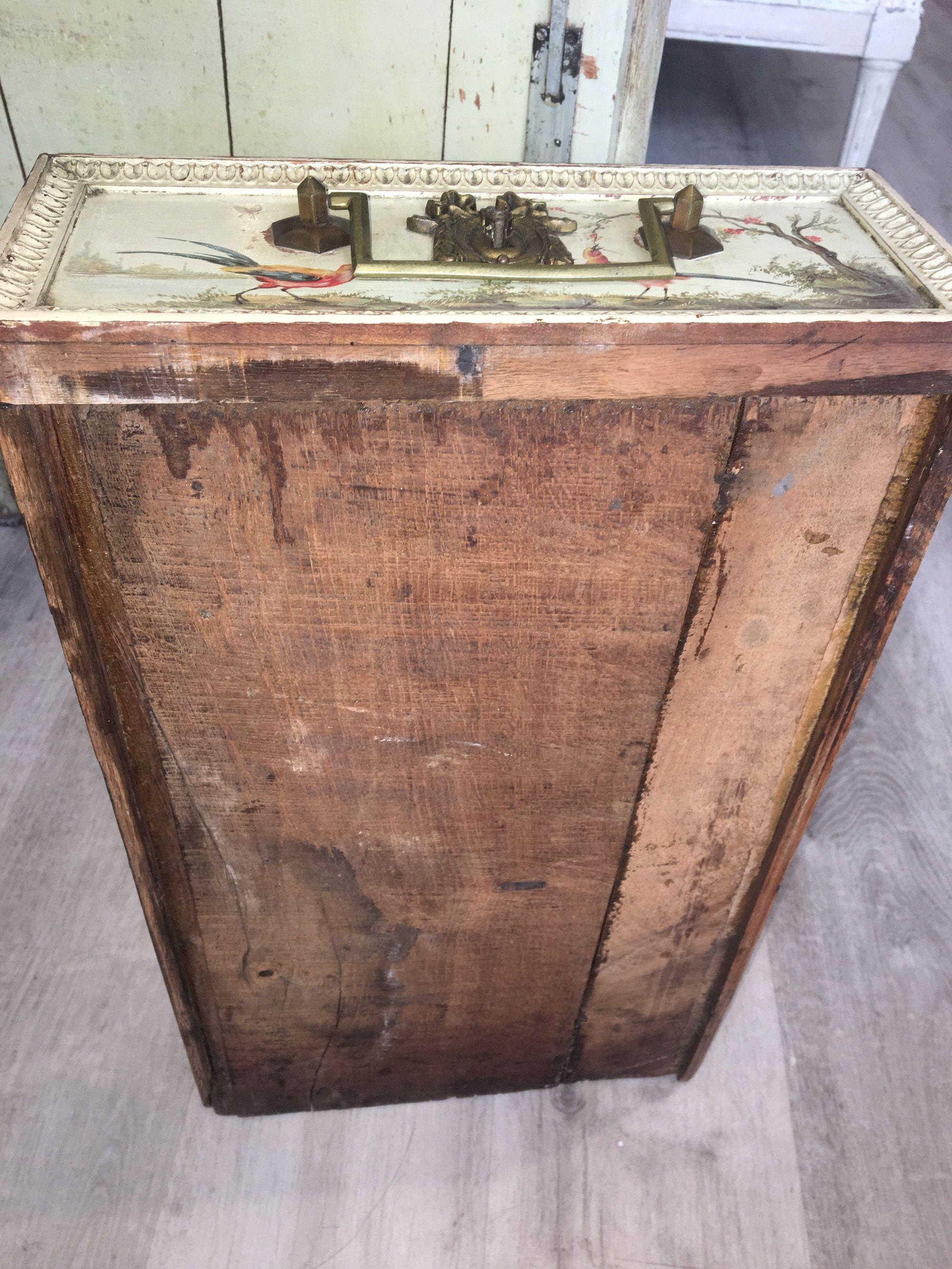 Cabinet or Commode with Marble Top, 18th Century with Hand Painted Bird Details 3