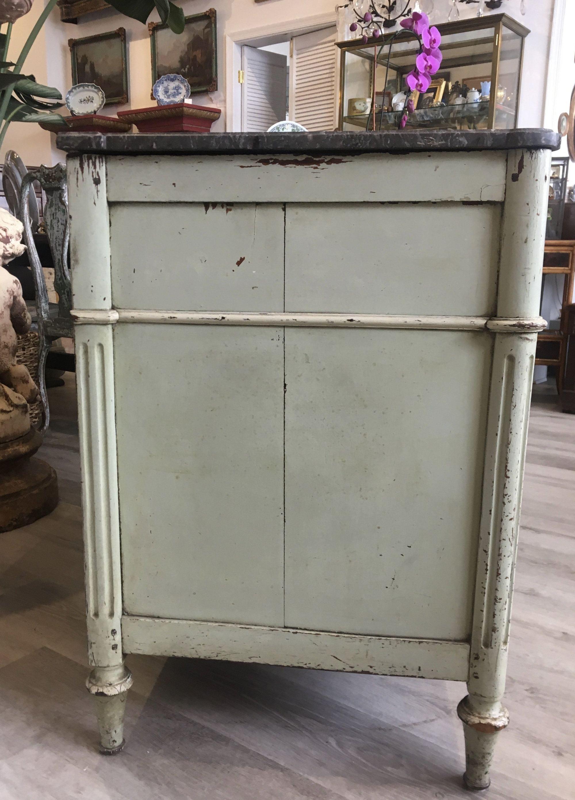 Cabinet or Commode with Marble Top, 18th Century with Hand Painted Bird Details 5