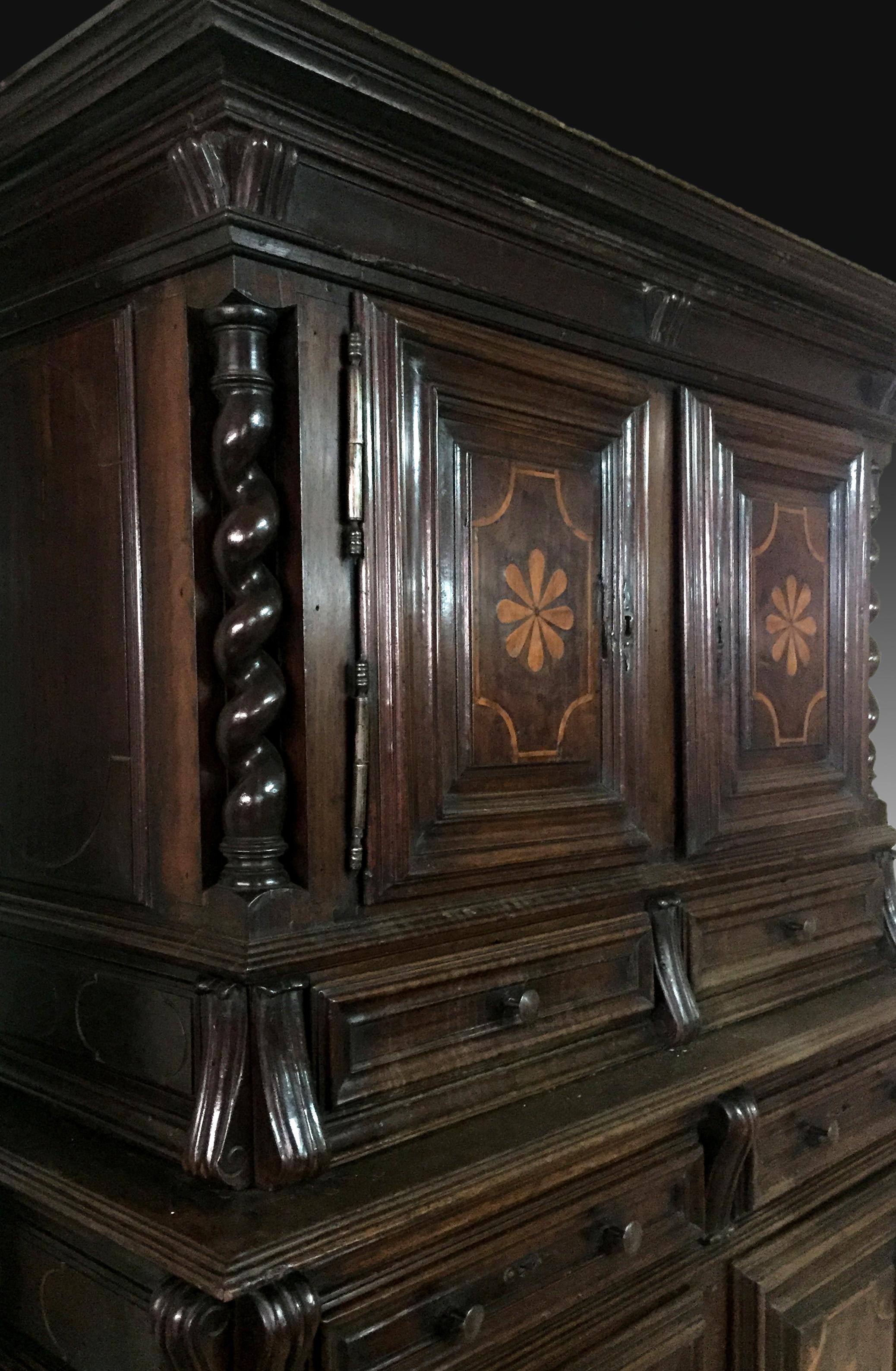 Spanish Cabinet or Cupboard or Two Tiered Buffet, Walnut, Spain, 18th Century For Sale
