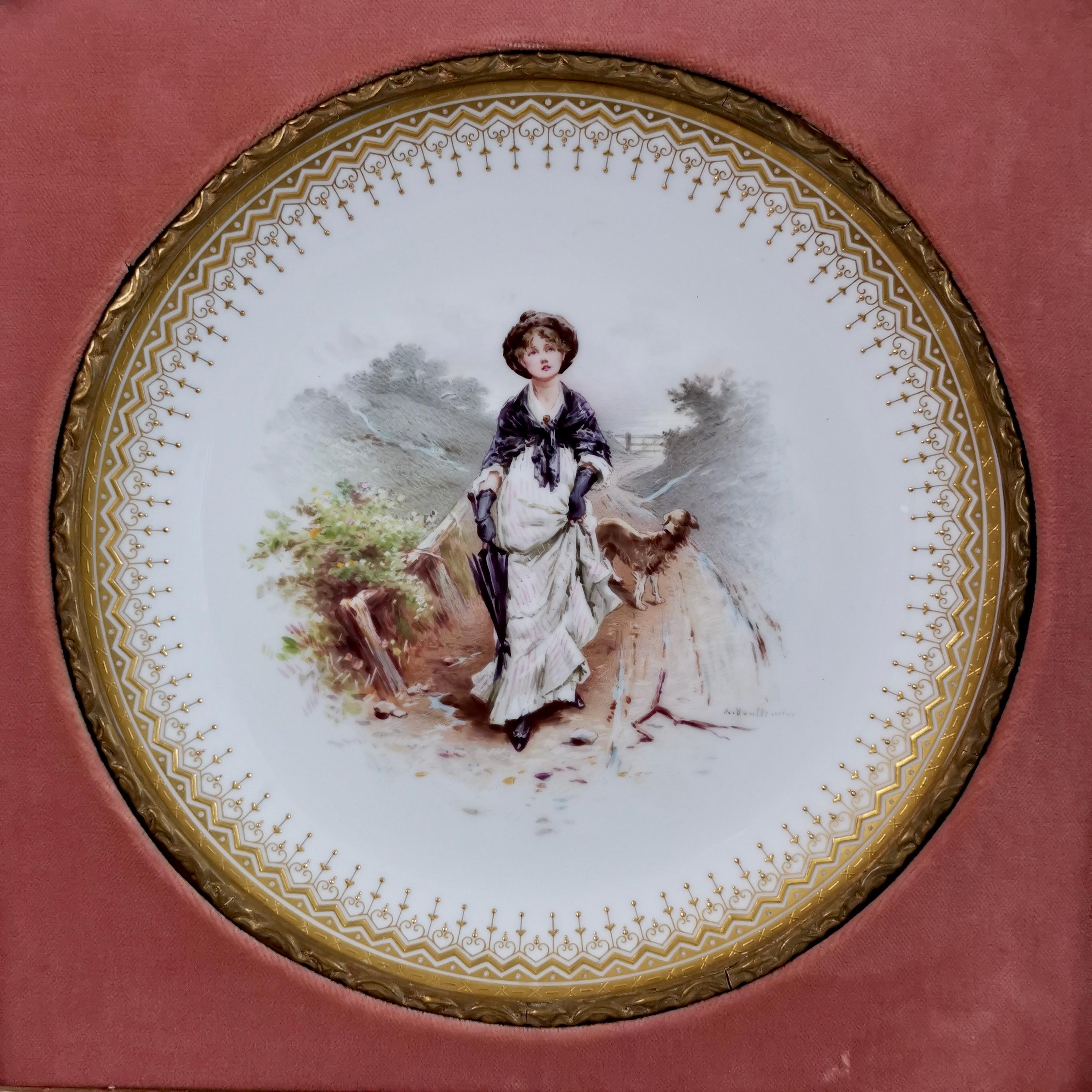 On offer is a stunning framed cabinet plate made by Minton in 1882. The plate is painted by the famous porcelain artist Antonin Boullemier and is framed in a gilt Italianate Rococo scroll frame.
 
Minton was one of the pioneers of English china