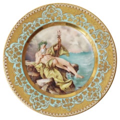 Assiette de cabinet Poséidon sur un rocher dans l'océan, années 1800