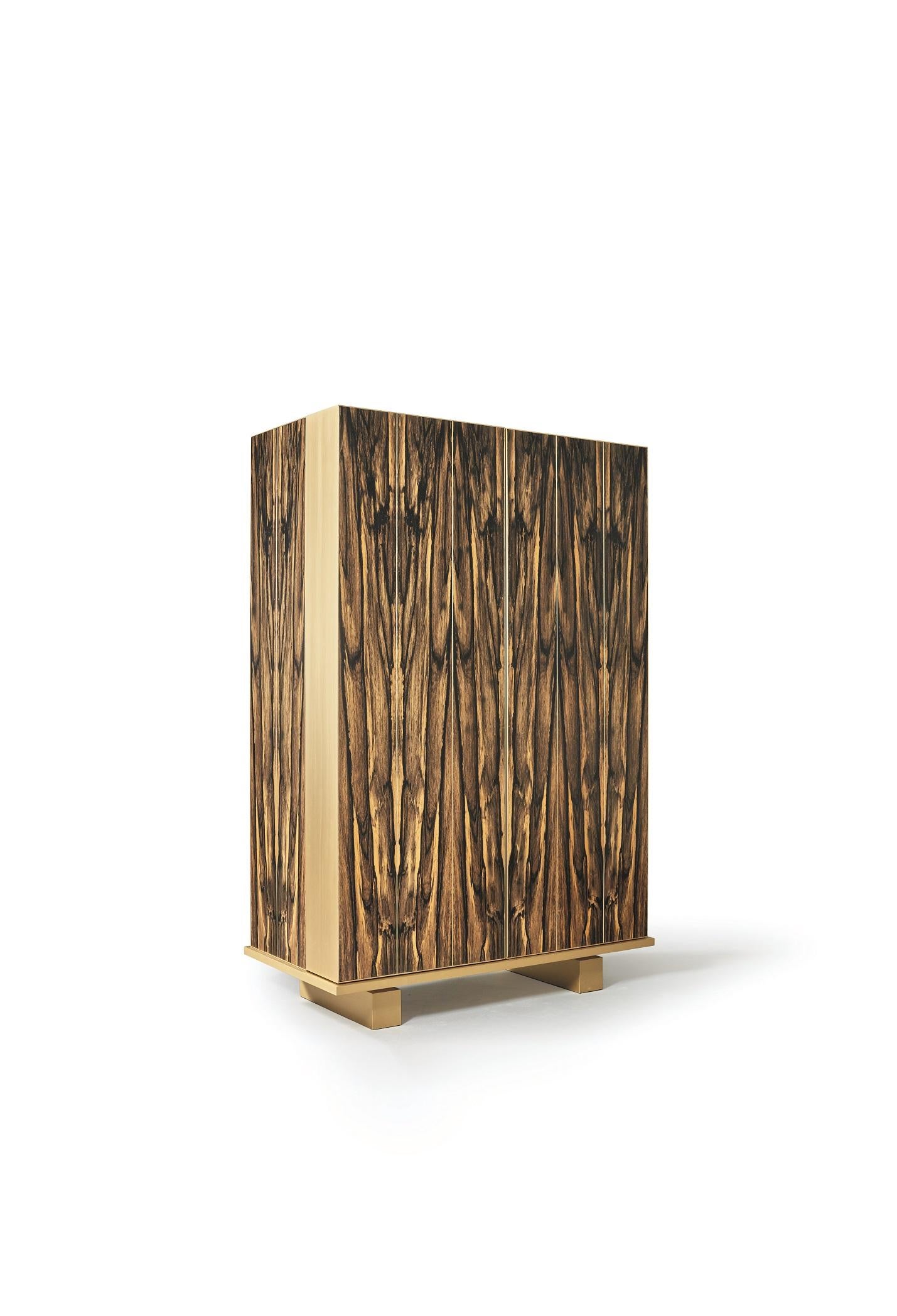 Brushed Royal Ebony Wood Cabinet Plumage by Hervé Langlais 2017 France One-Off For Sale