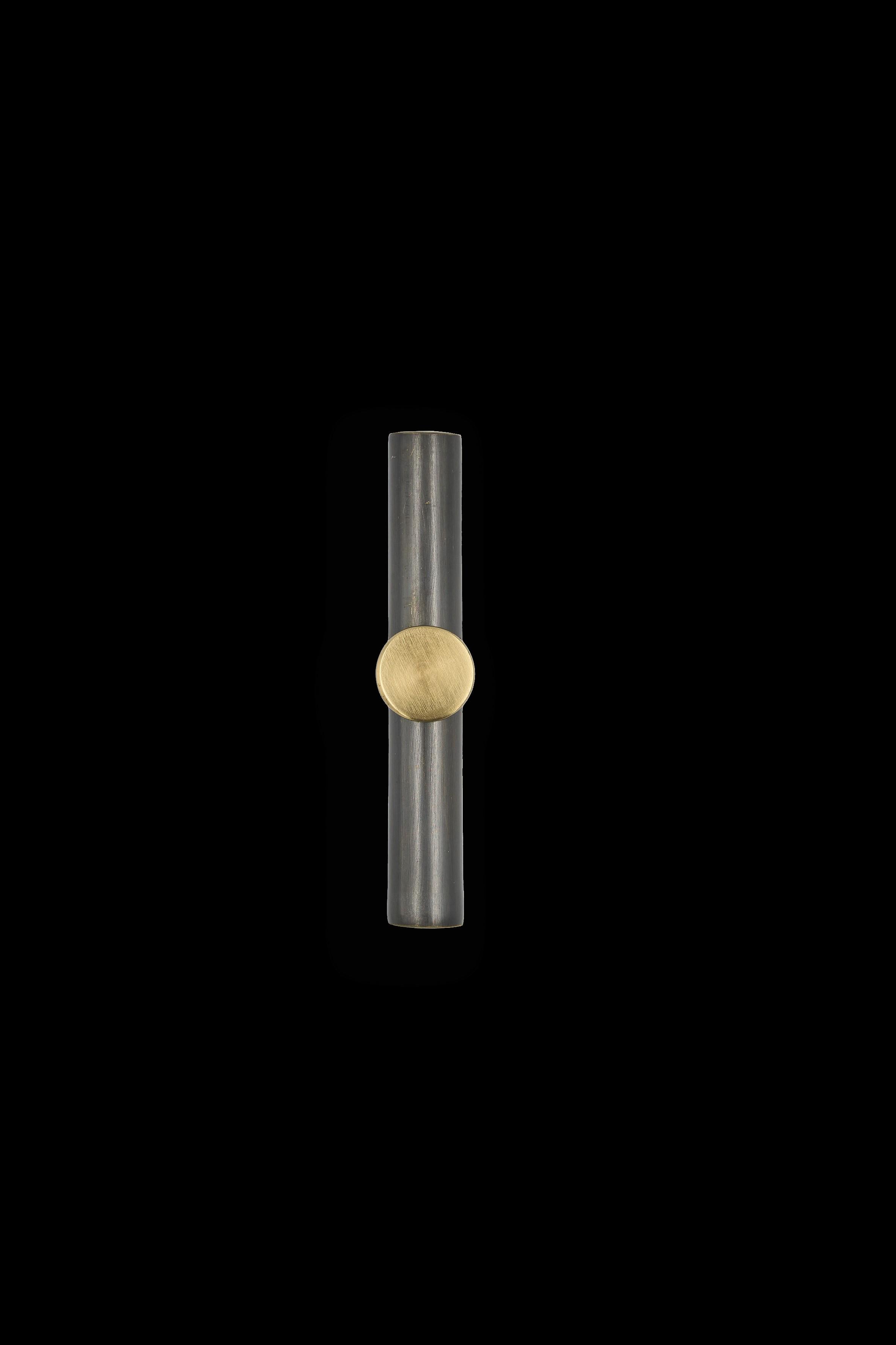 Art Deco Cabinet pull  8 cm  Aged gold brass with gunmetal insert. Art deco collection For Sale