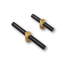brass drawer pull – 8 cm gunmetal tube with aged gold insert