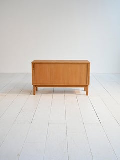 Scandinavian oak cabinet with roll-up door, 1960s