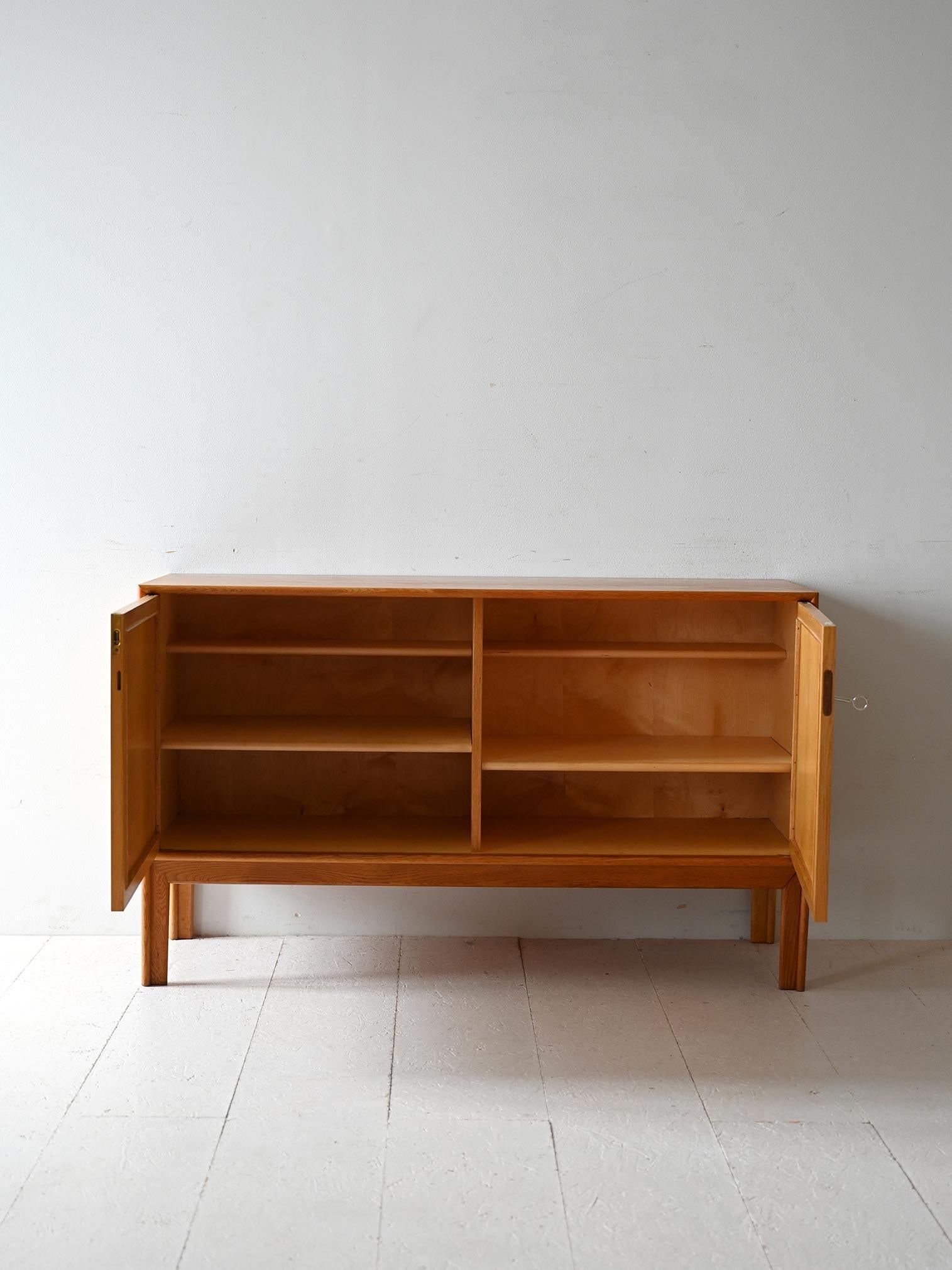 Scandinavian Modern Scandinavian oak cabinet with rattan doors For Sale