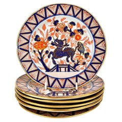 Cabinet Set Six Imari English Ironstone Dessert Plates Late 18th Century