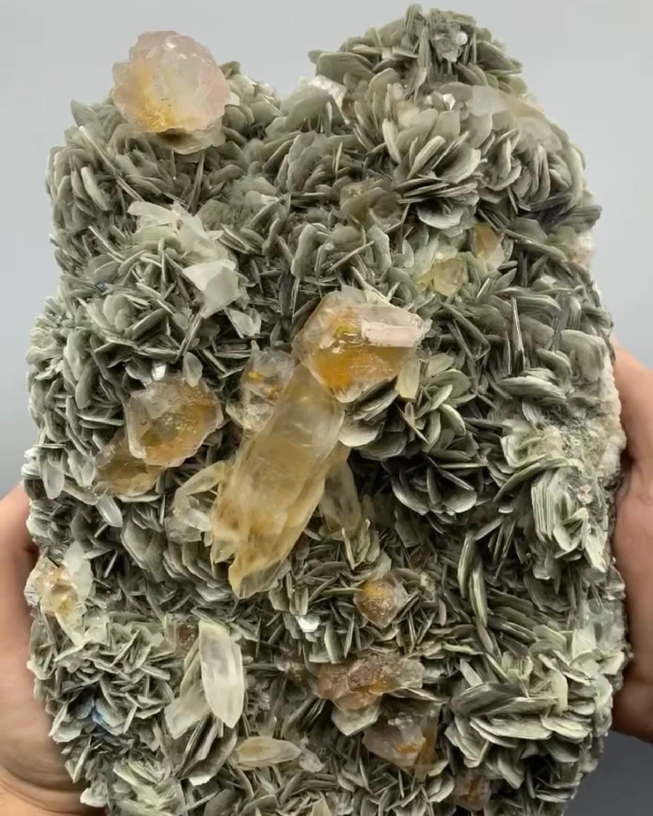 Cabinet Size Fluorite Octahedral Crystals On Muscovite With Quartz From Pakistan For Sale 1