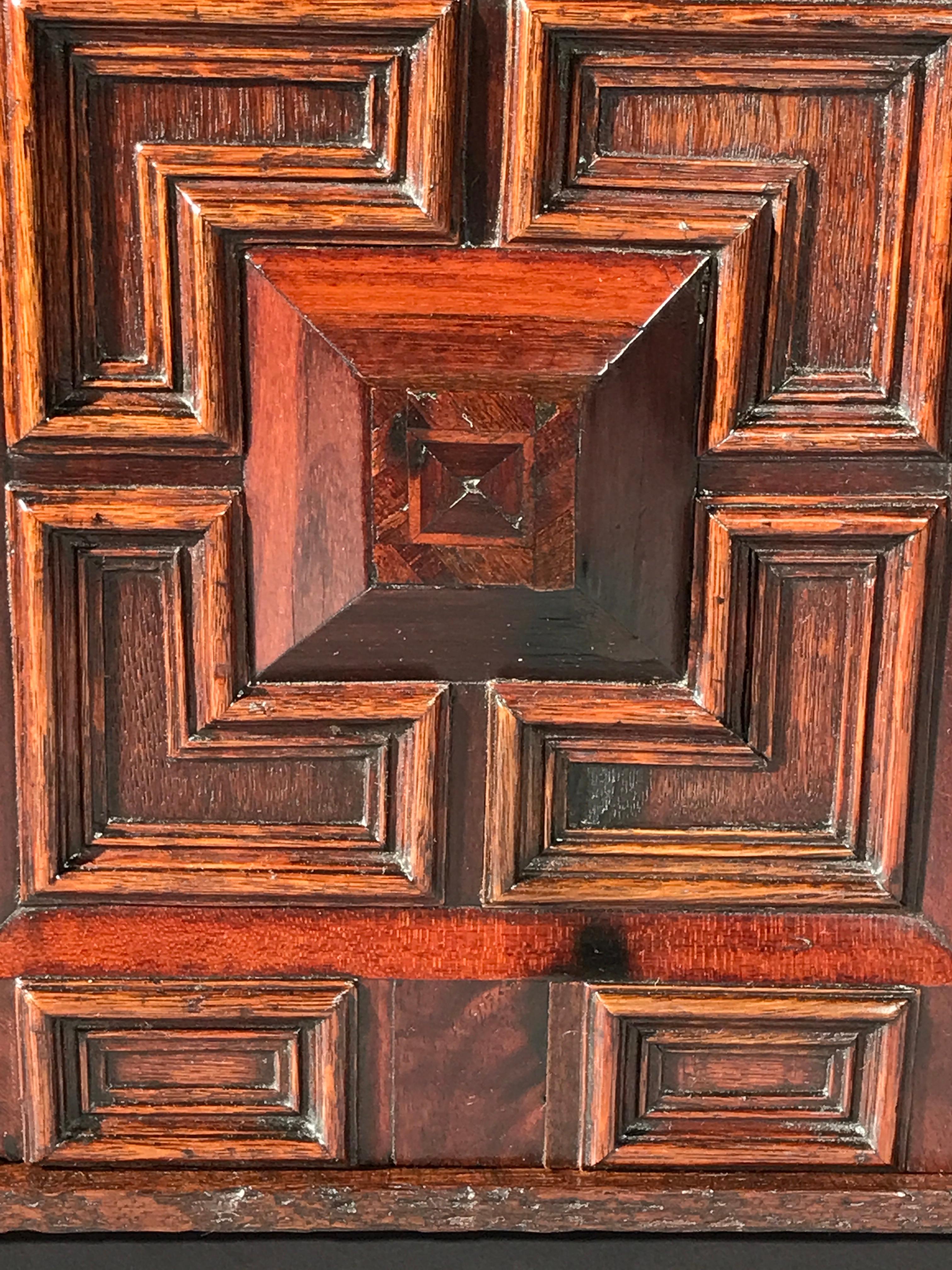 Cabinet Spice Small Oak Cedar Snakewood Fruitwood Cushion Geometric Moulding In Good Condition For Sale In BUNGAY, SUFFOLK