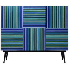 Cabinet Striped Multi-Color Glass Doors by Orfeo Quagliata