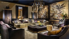 Armoire Structure Finition Bronze Antique Side Upholstery with Leather Mirror Led