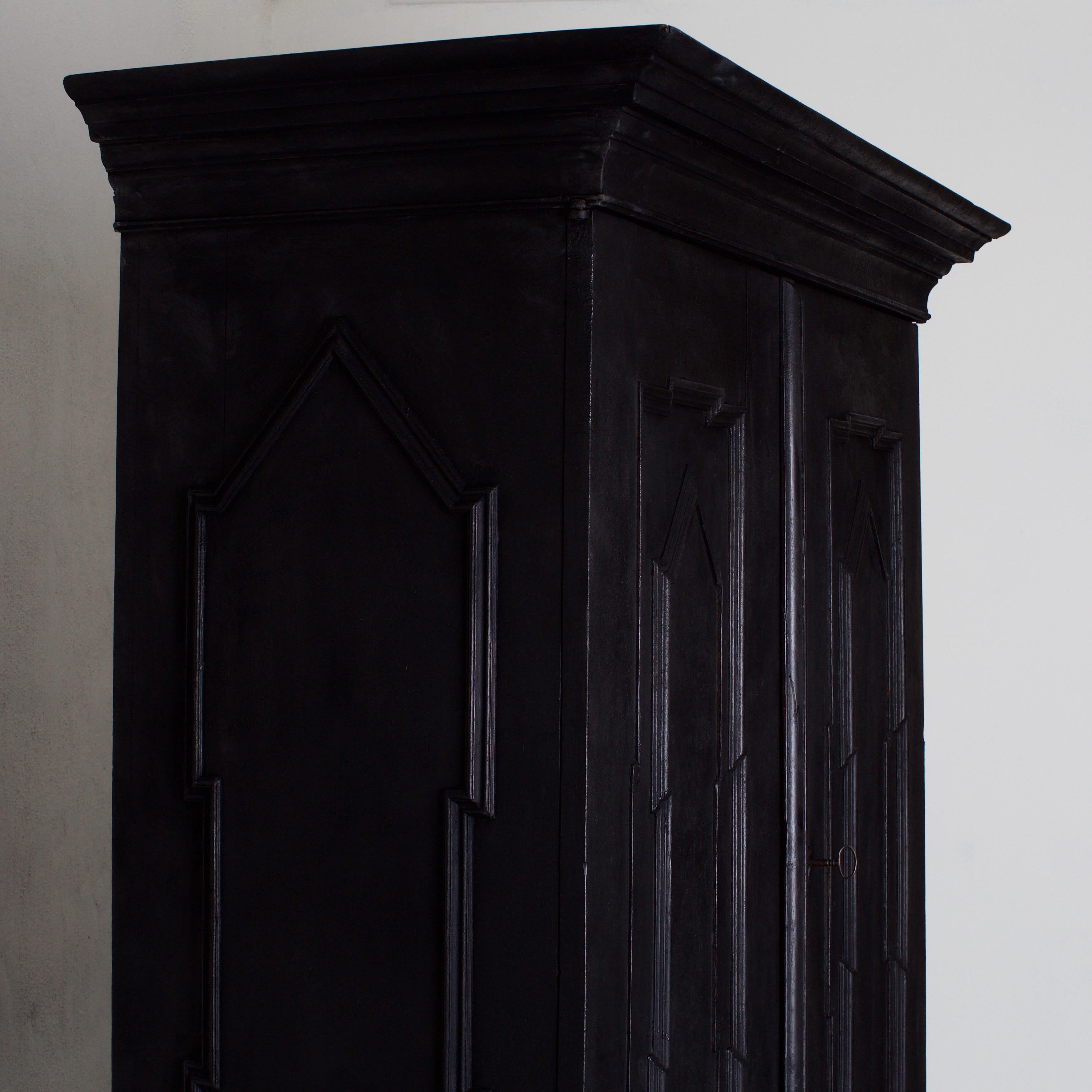 Hand-Painted Cabinet Swedish Baroque Style Black, Sweden