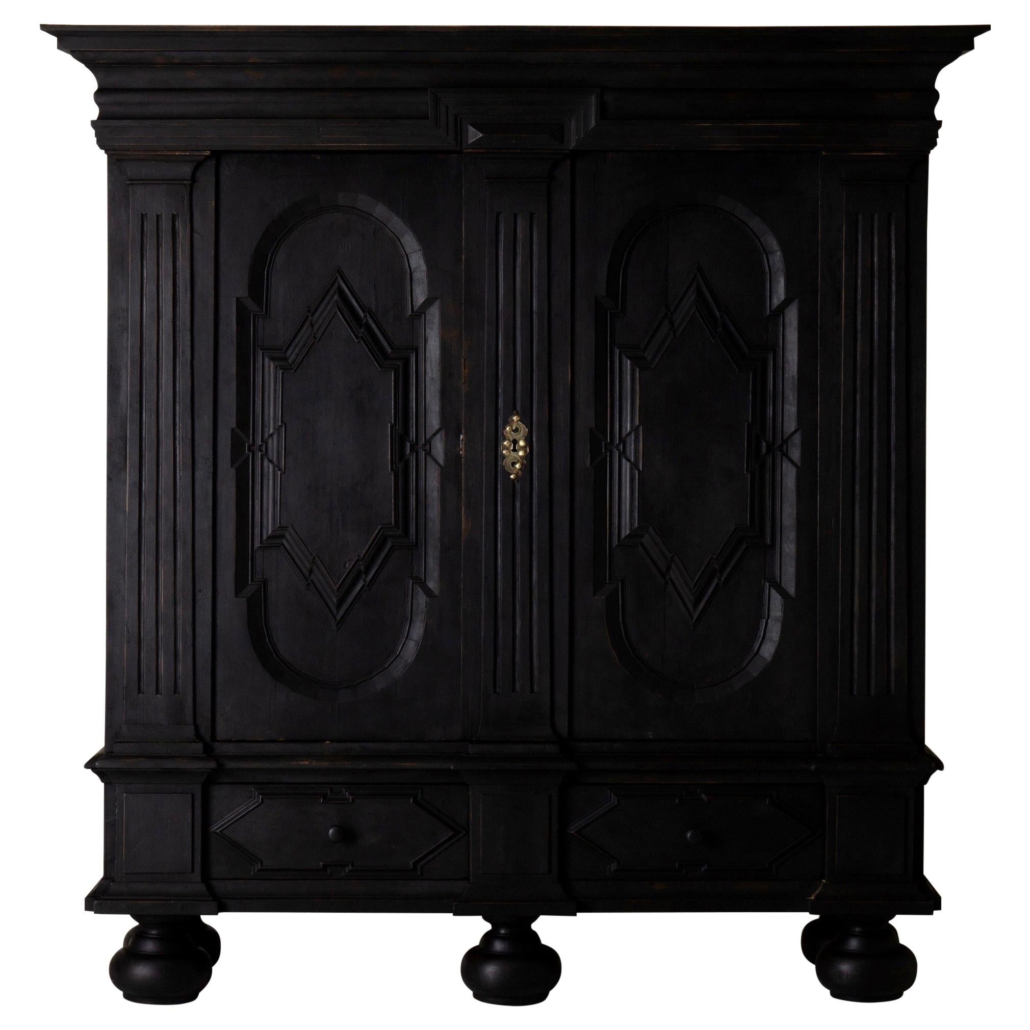 Cabinet Swedish Black Baroque 18th Century Sweden