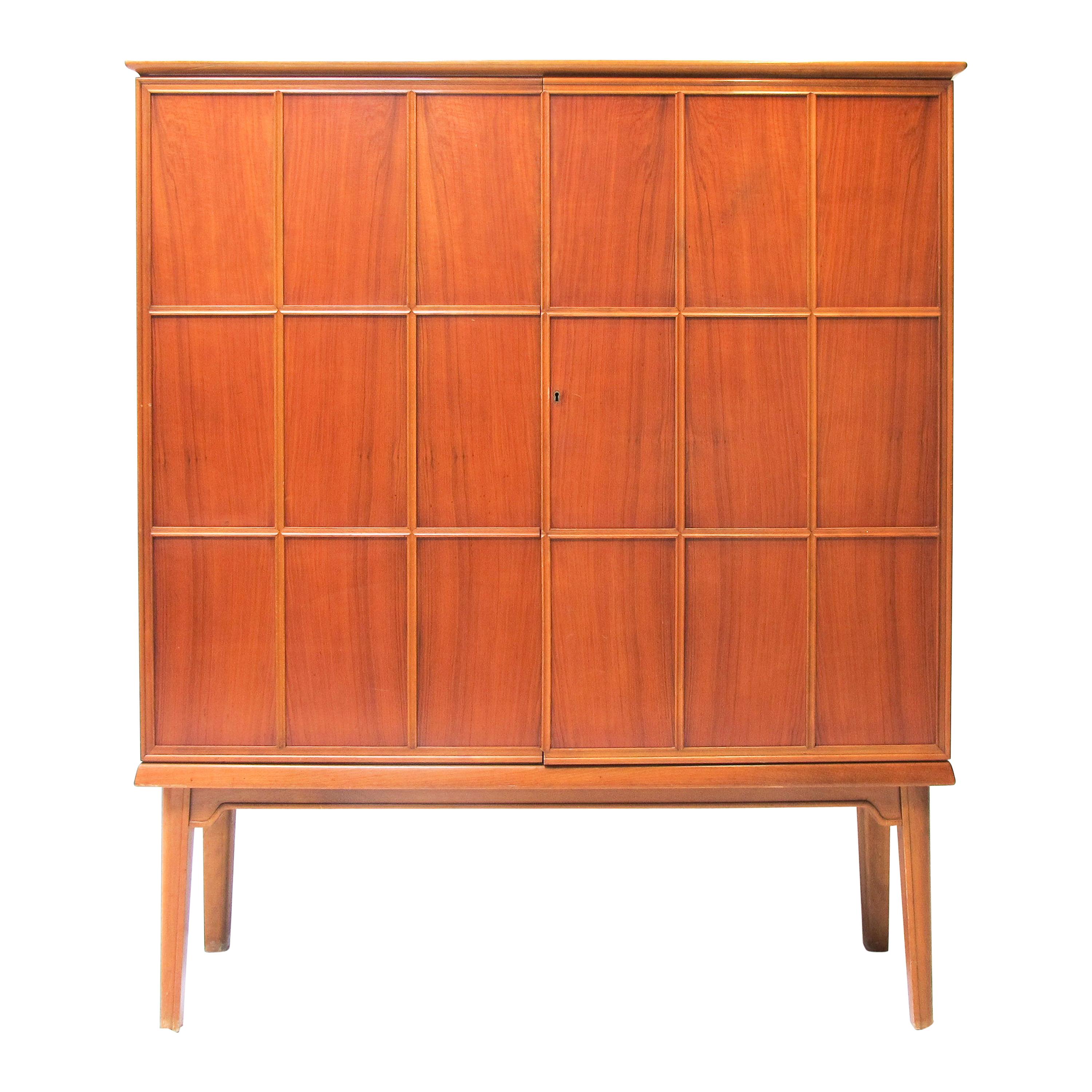 Cabinet Swedish Modern with Relief Doors, 1940s For Sale