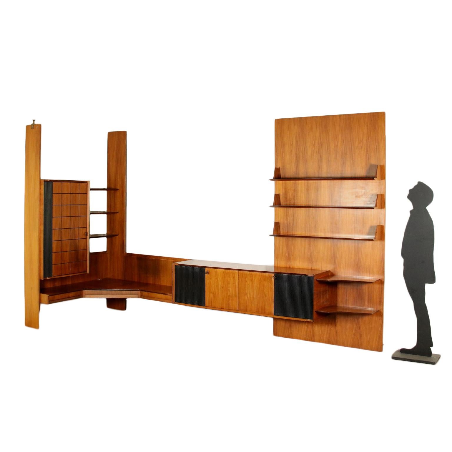 Mid-Century Modern Cabinet Veneered Wood Ebonized, Italy, 1960s
