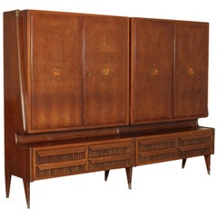 Cabinet Veneered Wood Maple Brass, Italy, 1950s