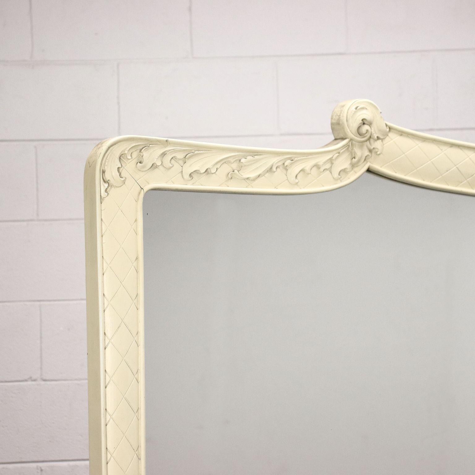 Mid-20th Century Cabinet Veneered Wood Marble Brass Mirror Glass, Italy, 1950s For Sale