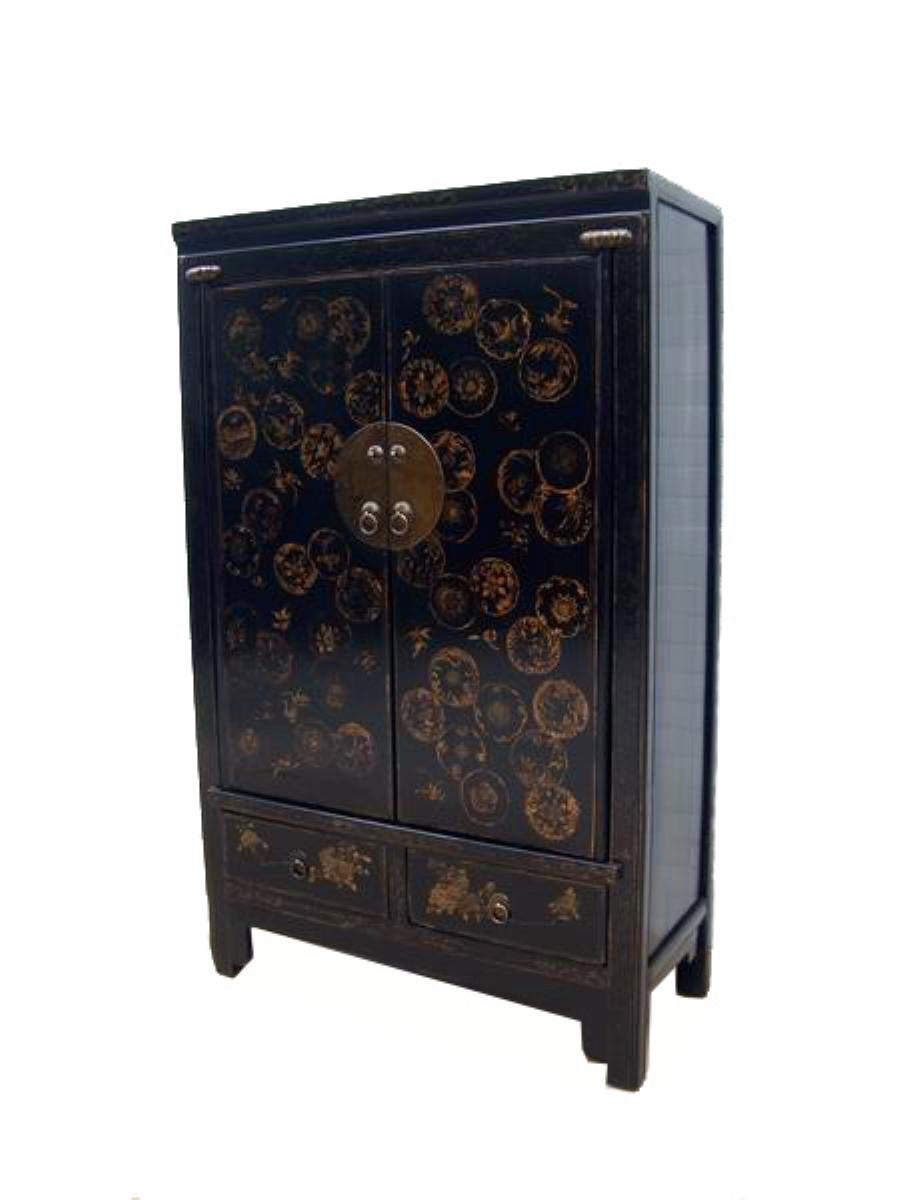 Chinese Cabinet with Hand Painted Dandelions For Sale