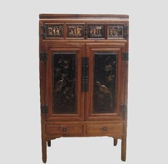 Cabinet with Two Panel Doors Carved with Crane and Phoenix