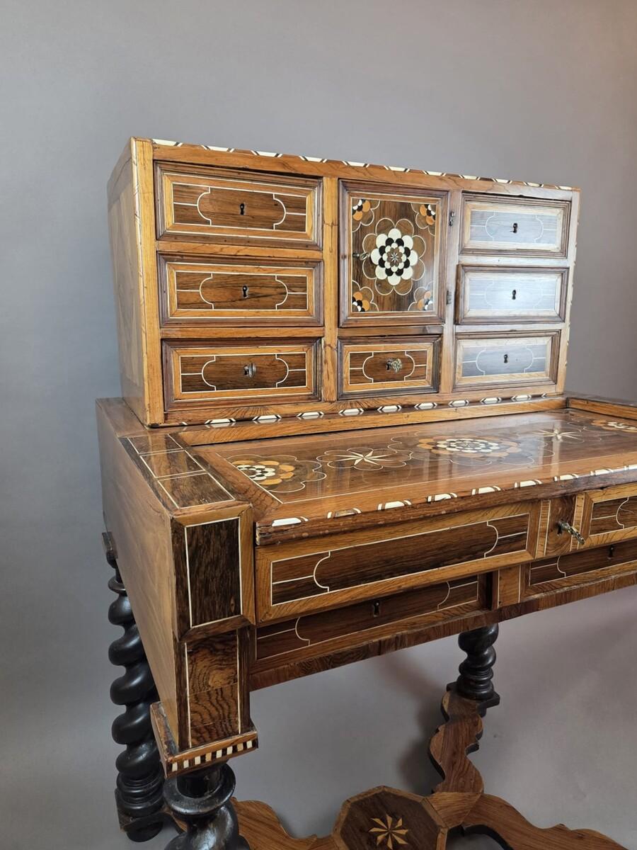 Cabinet, Walnut and Mahogany, Bone Ornamentation, Flanders , late 18th For Sale 6