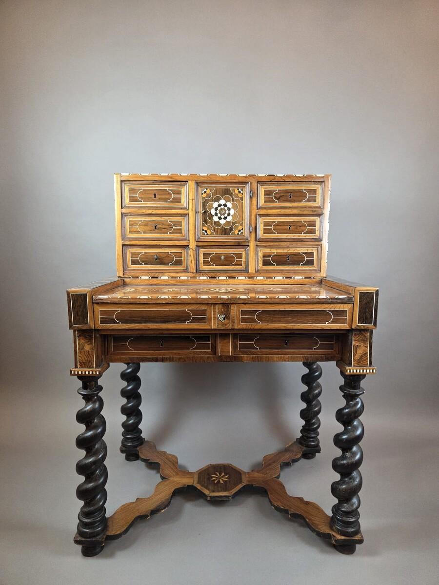 Cabinet, Walnut and Mahogany, Bone Ornamentation, Flanders , late 18th For Sale 7