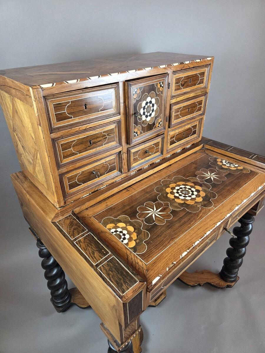 Cabinet, walnut and mahogany, Bone ornamentation, Flanders late 18th