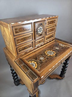 Cabinet, Walnut and Mahogany, Bone Ornamentation, Flanders , late 18th