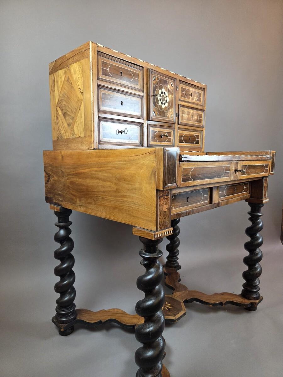 Belgian Cabinet, Walnut and Mahogany, Bone Ornamentation, Flanders , late 18th For Sale