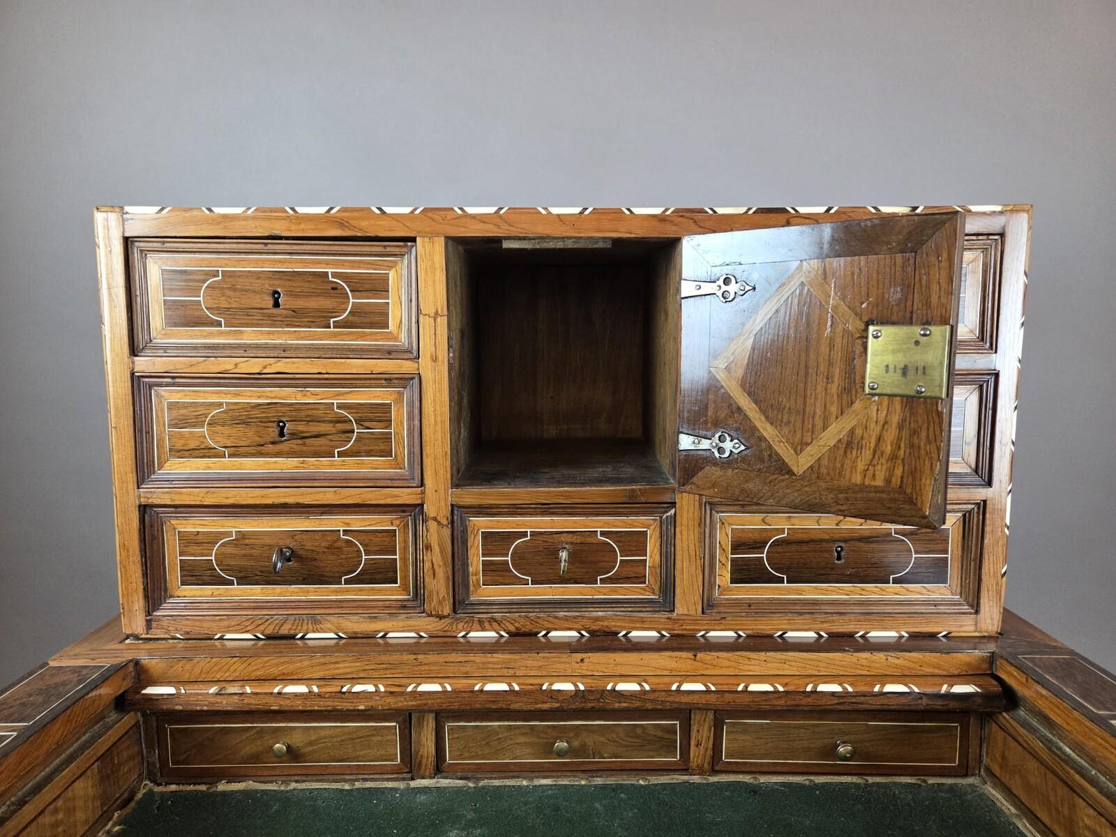 Cabinet, Walnut and Mahogany, Bone Ornamentation, Flanders , late 18th For Sale 1