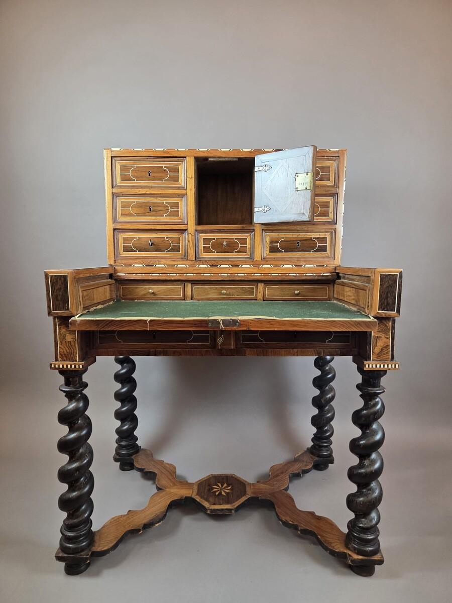 Cabinet, Walnut and Mahogany, Bone Ornamentation, Flanders , late 18th For Sale 2