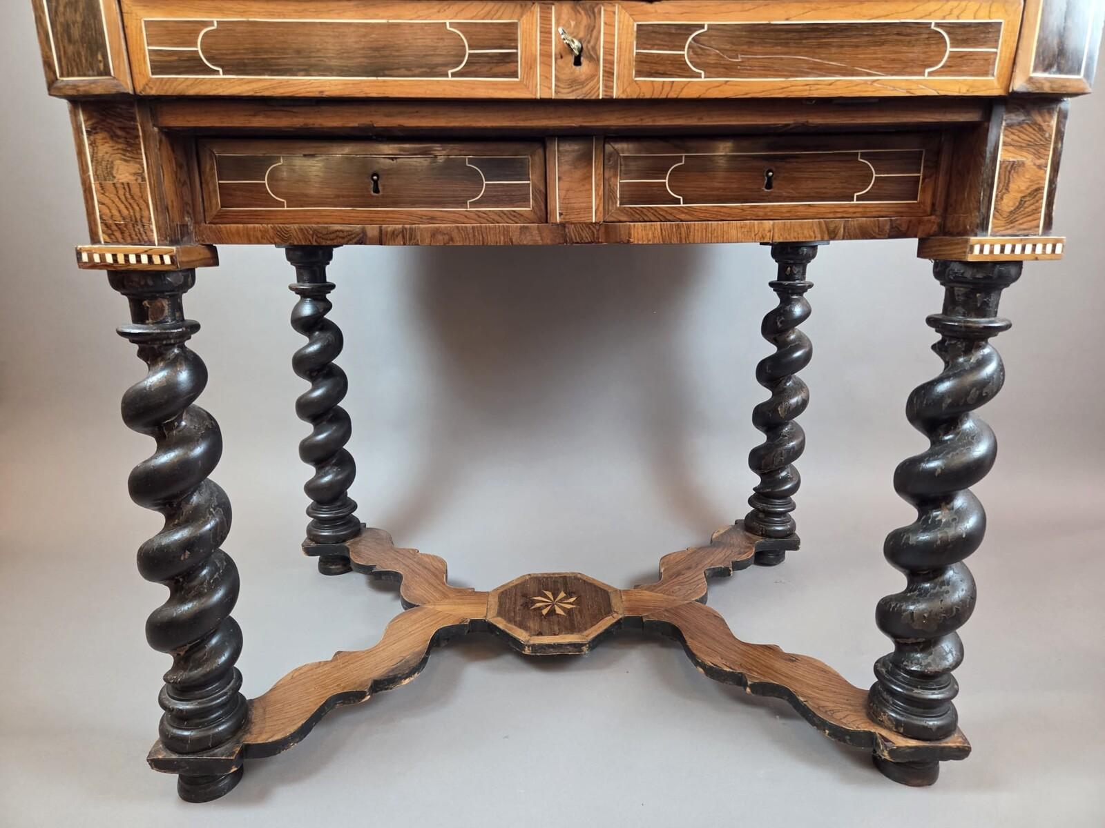Cabinet, Walnut and Mahogany, Bone Ornamentation, Flanders , late 18th For Sale 3