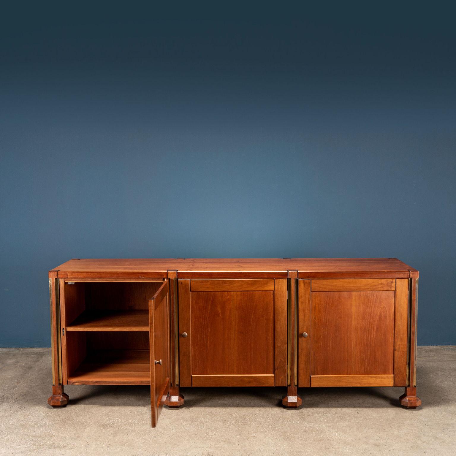 Mid-Century Modern Cabinet, Walnut, Brass, 1960s